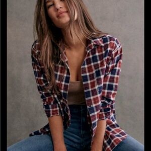 Sezane max shirt in Red and Blue Plaid - size 40/us 8